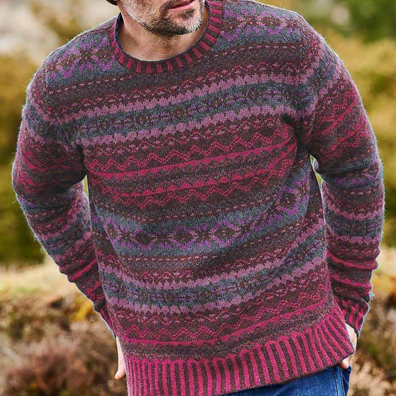 Vintage Brodie Knit Jacquard Crew Neck Sweater(Unisex) elevenforest