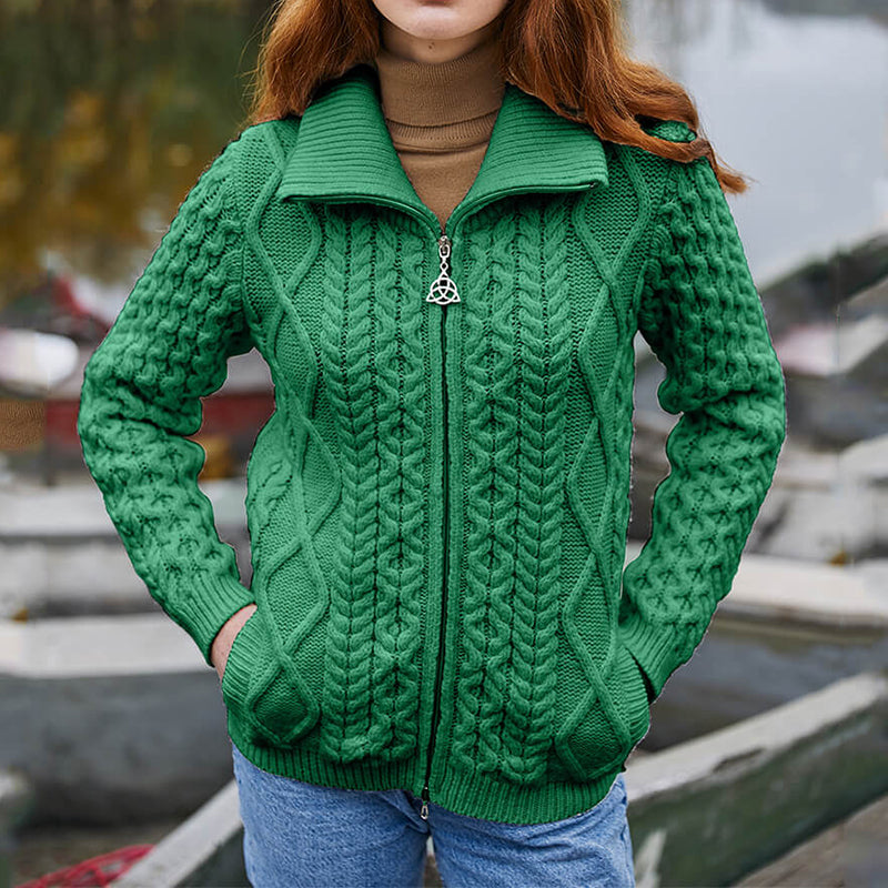 Vintage Lapel Chunky Zipper Irish Sweater elevenforest