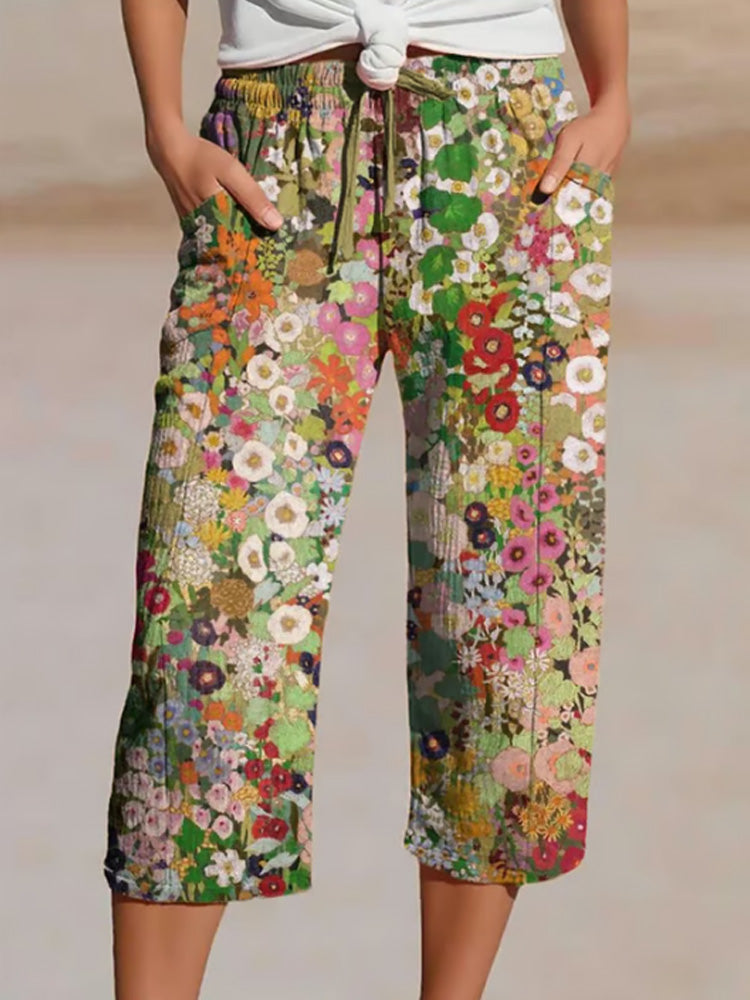 Women's Casual Floral Print Pants artswardrobe