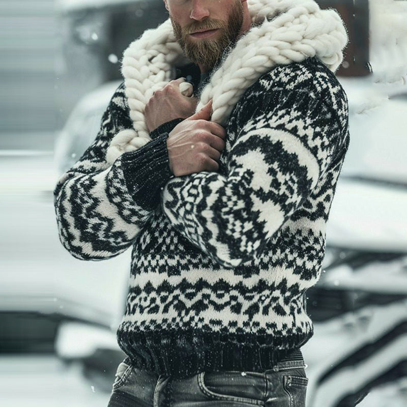 Fairman Island Jacquard Warmth Retro Pattern Cozy Crew Neck Sweater elevenforest