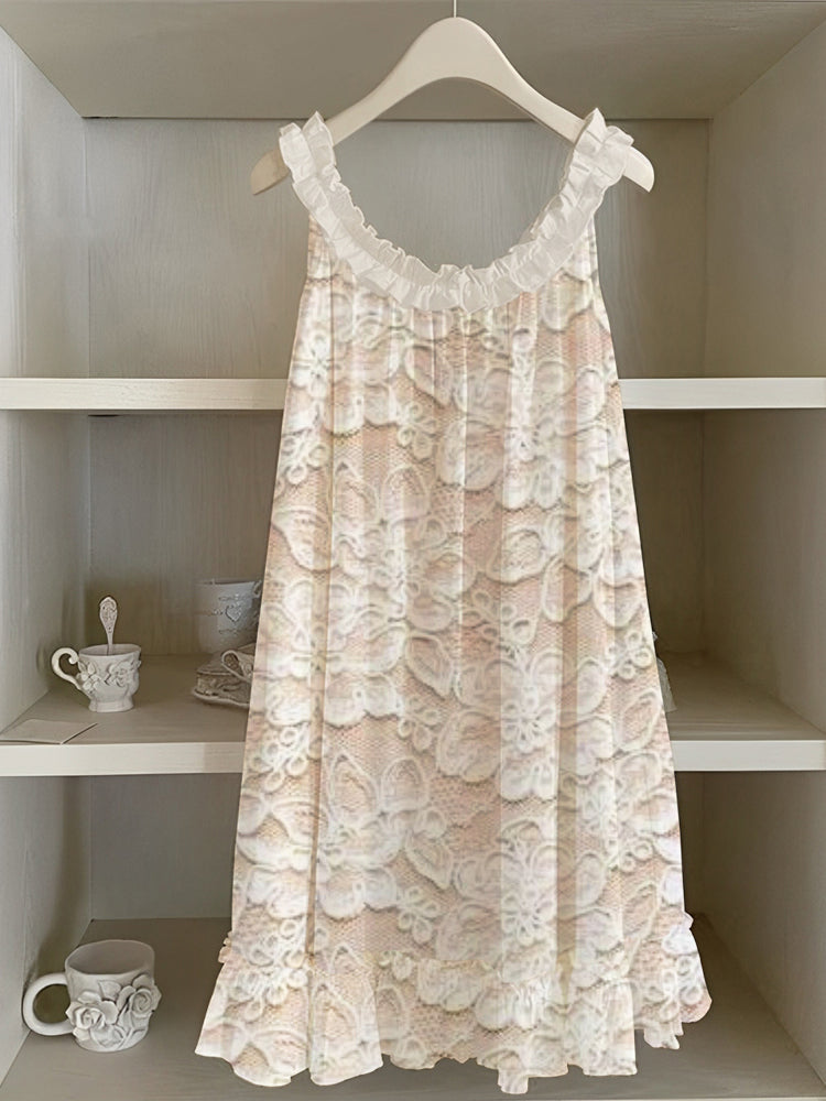 Lace Floral Print Women's Vest Dress artswardrobe