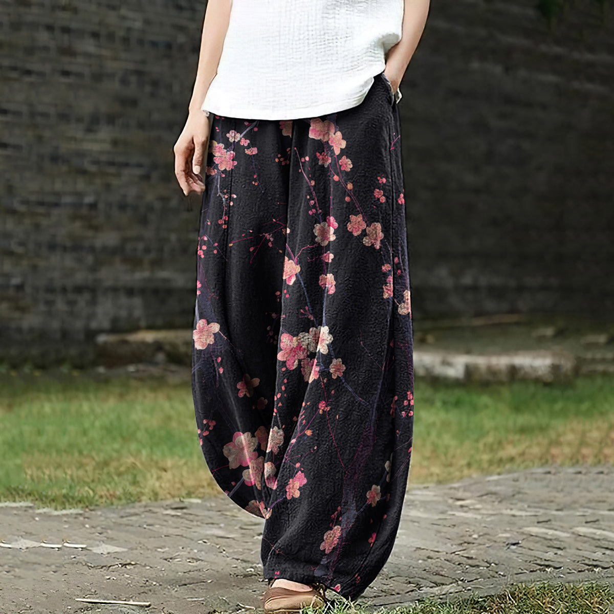 Comstylish Women'S Sakura Art Loose Casual Pants