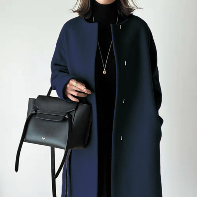 Solid color simple straight temperament coat