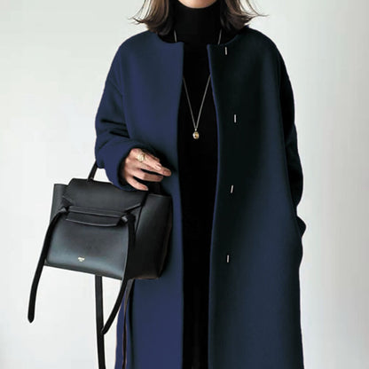 Solid color simple straight temperament coat