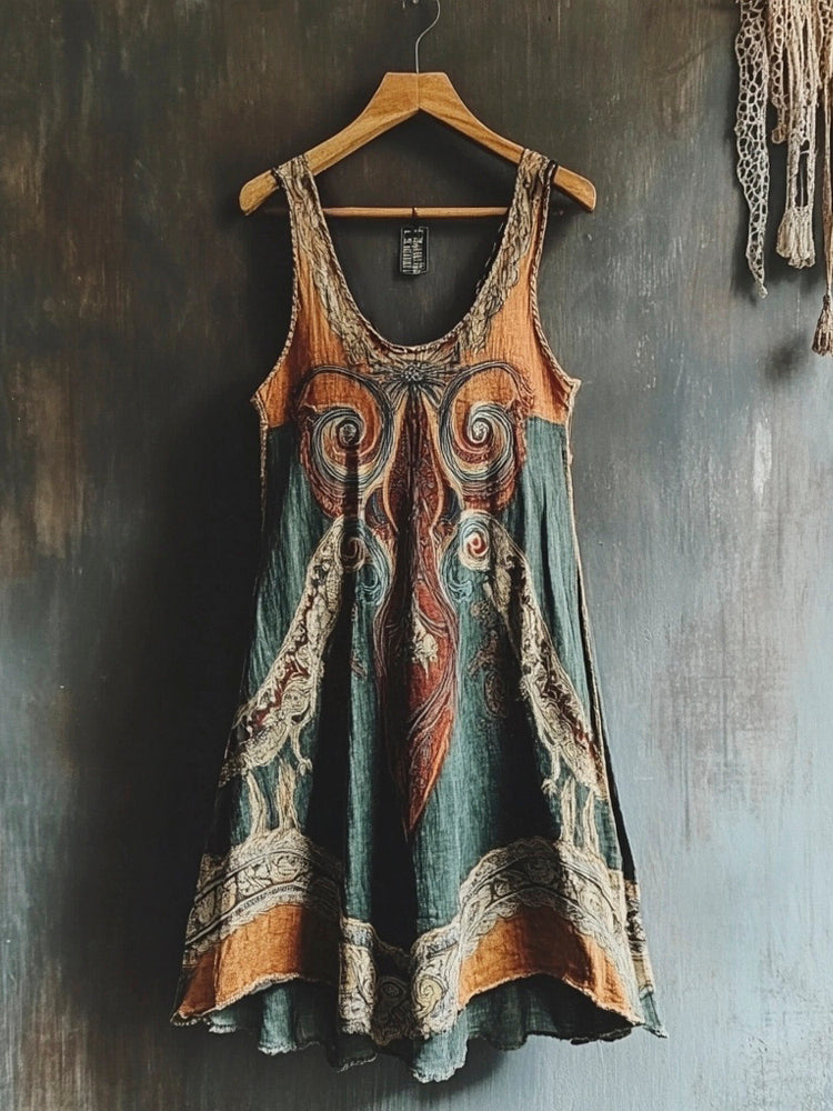 Viking Vintage Totem Women's Linen Tank Dress artswardrobe