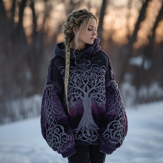 Vintage Tree Of Life Tie-dye Cozy Chunky Sweater elevenforest