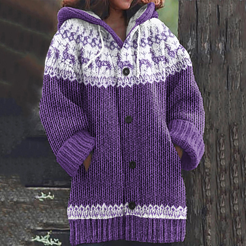 Vintage Vintage Icelandic Horse Knit Jacquard Warmth Print Women's Sweater elevenforest