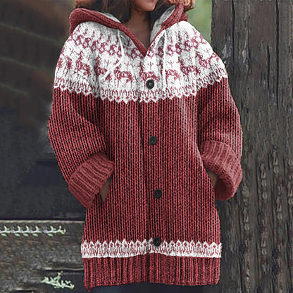 Vintage Vintage Icelandic Horse Knit Jacquard Warmth Print Women's Sweater elevenforest