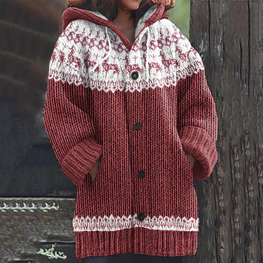 Vintage Vintage Icelandic Horse Knit Jacquard Warmth Print Women's Sweater elevenforest