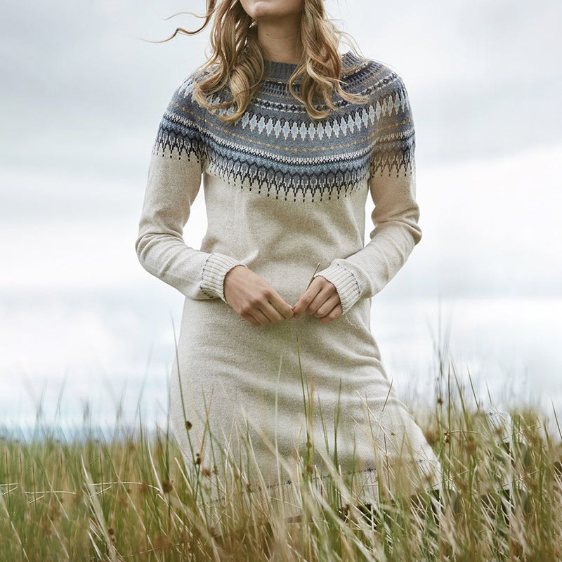 Vintage Fairman Island Pattern Cozy Sweater Dress elevenforest