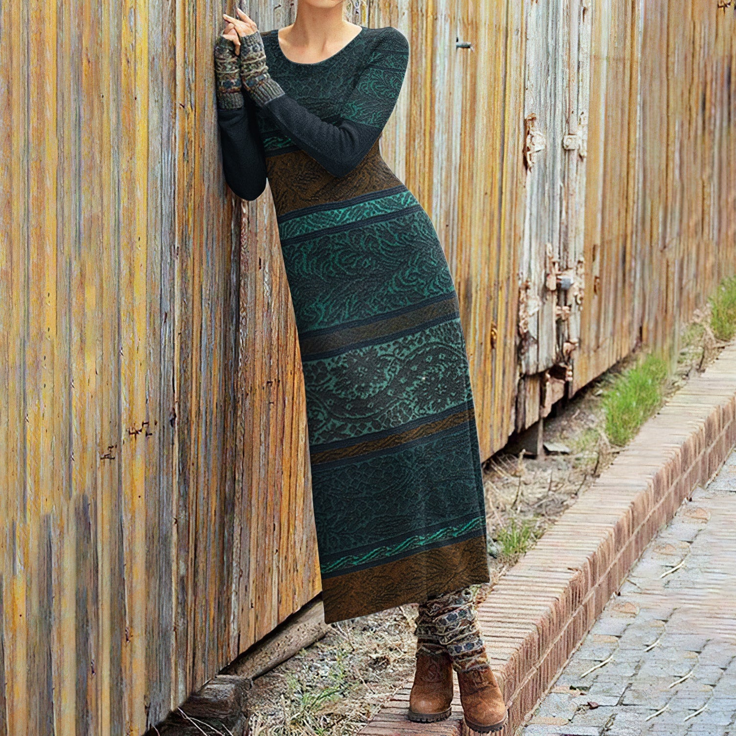 Vintage Fairman Tribal Pattern Cozy Wool Sweater Dress elevenforest