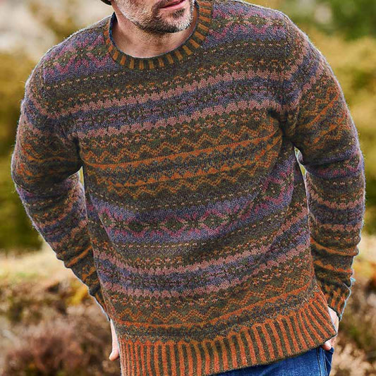 Vintage Brodie Knit Jacquard Crew Neck Sweater（Unisex） elevenforest