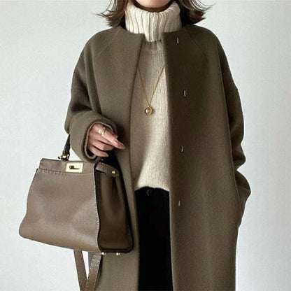 Solid color simple straight temperament coat